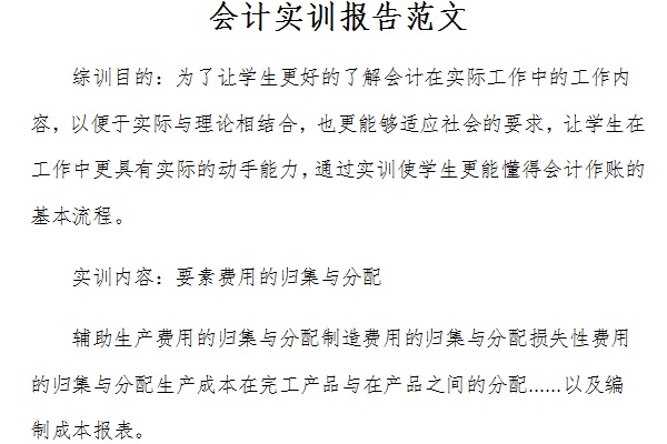 会计实训报告范文截图