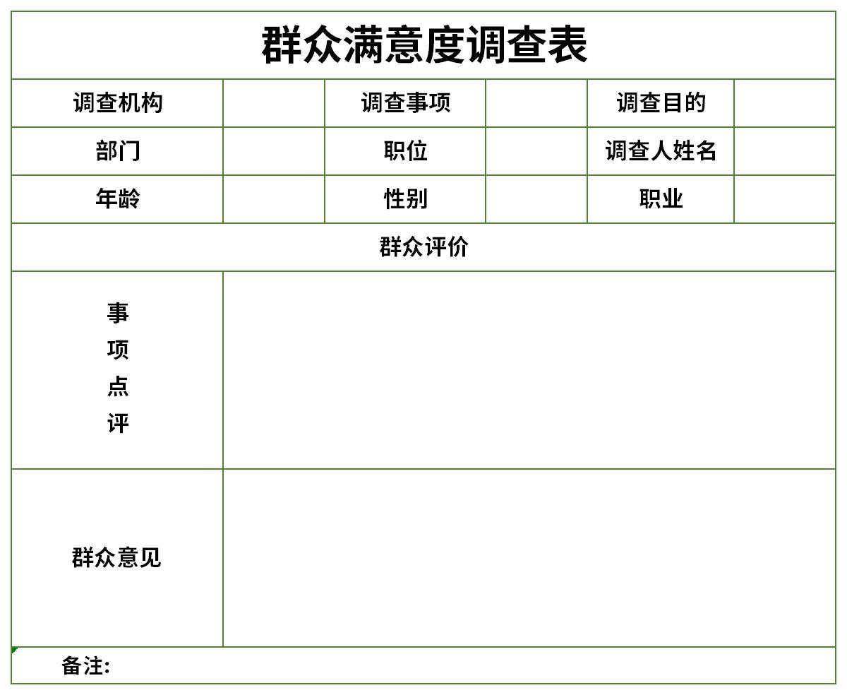 群众满意度调查表截图