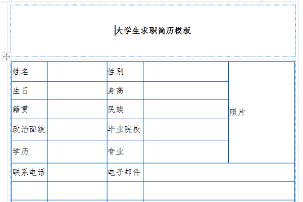 大学生简历表格模板截图