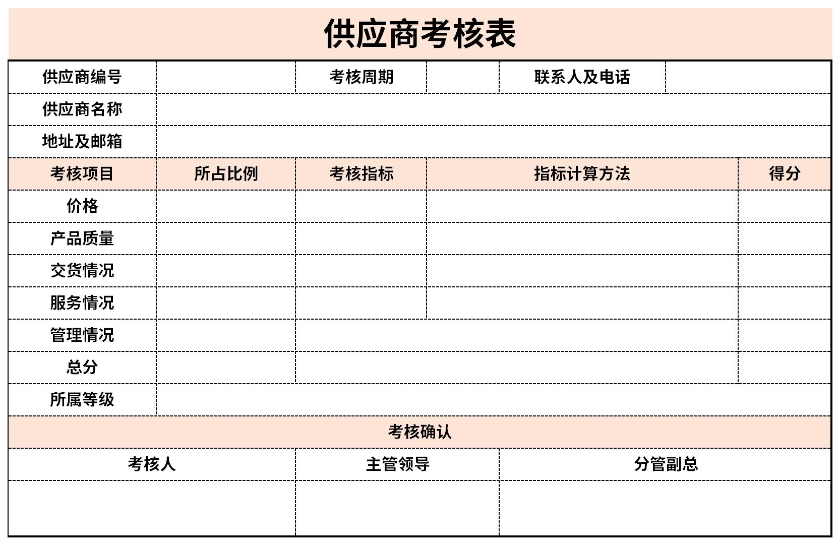 供应商考核表截图