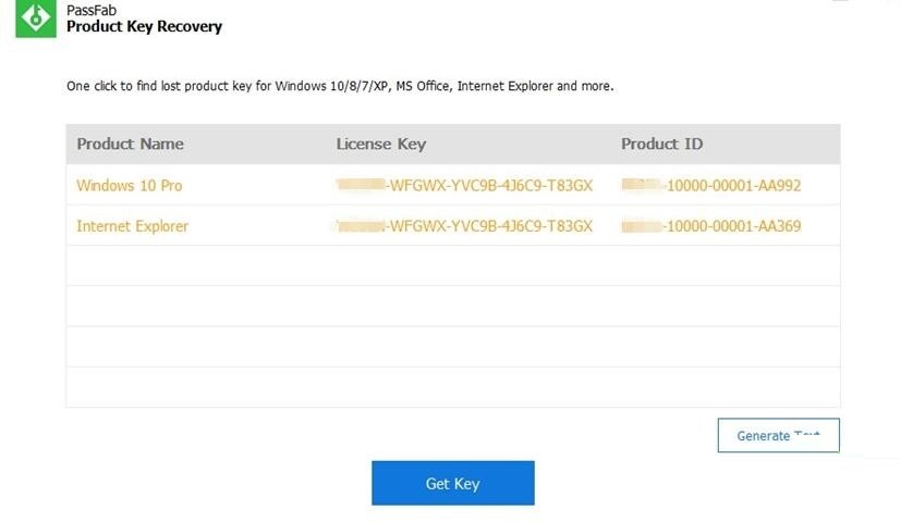 PassFab Product Key Recovery截图