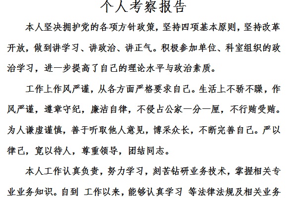 个人考察报告范文截图