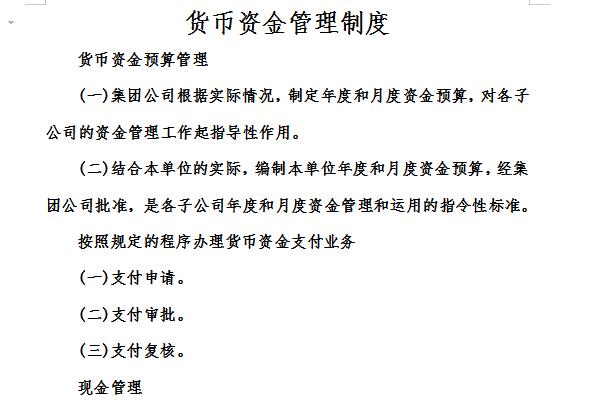 货币资金管理制度截图