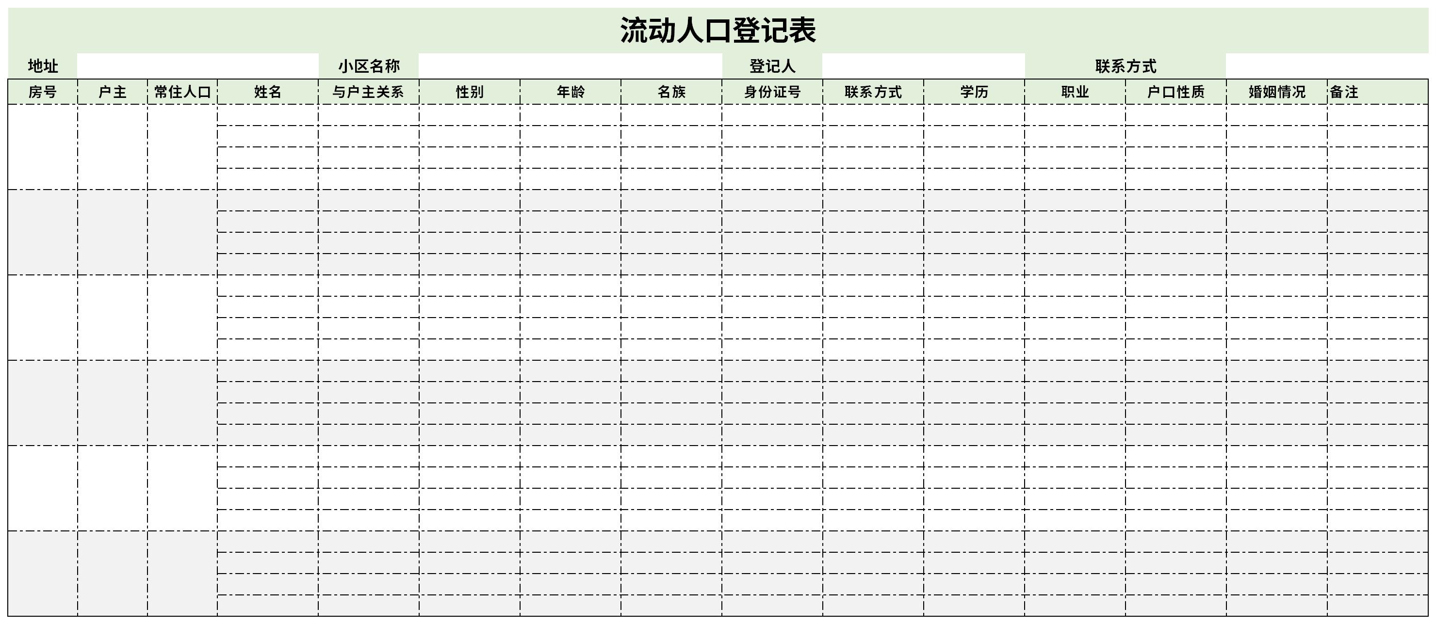 流动人口登记表截图