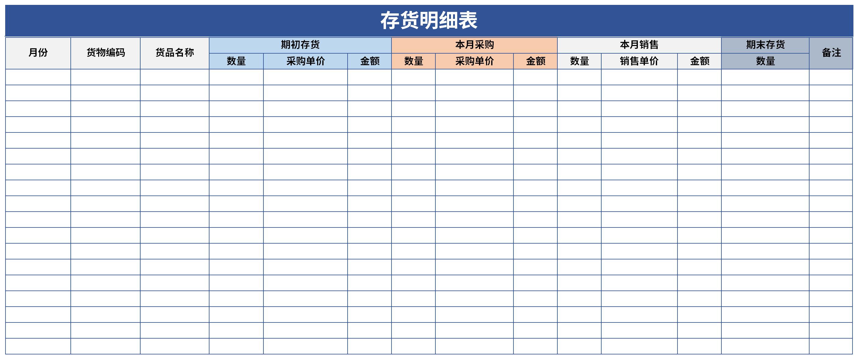 存货明细表截图