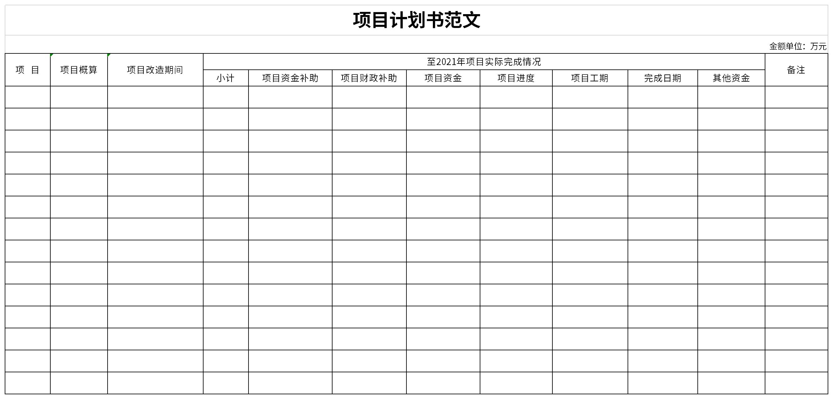 项目计划书范文模板截图