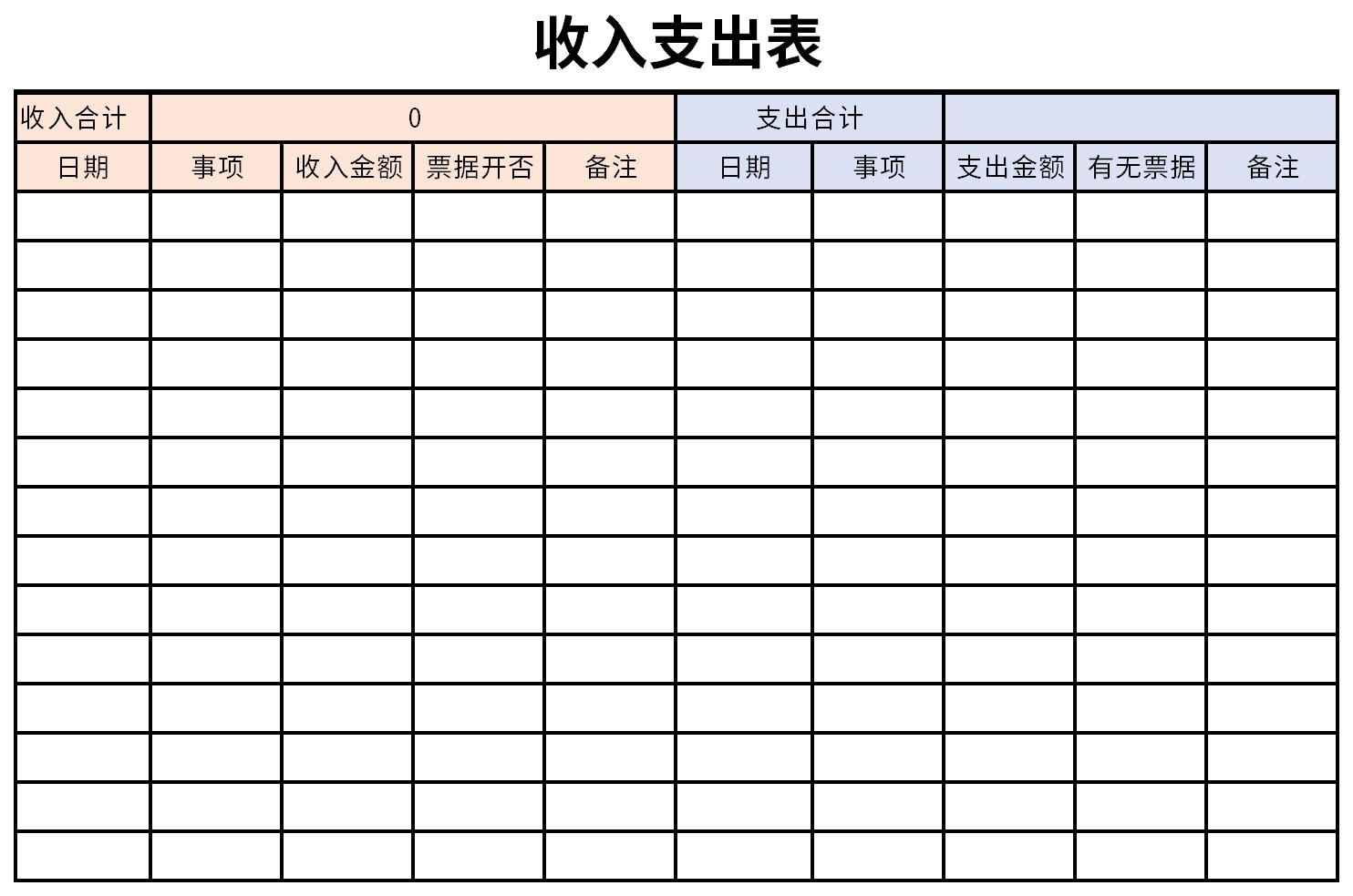 收入支出表截图