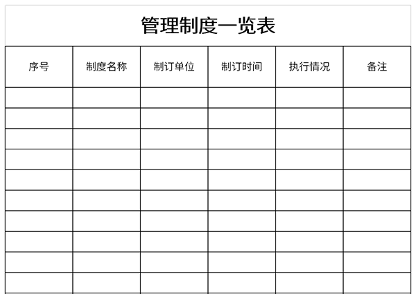 管理制度一览表截图